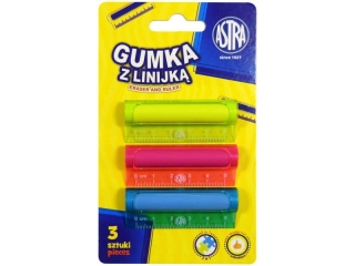 Gumka i linijka 5cm 2w1 ASTRA - 3 szt. blister [opakowanie=12szt]