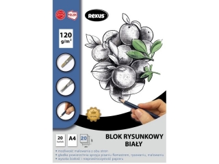 BLOK RYSUNKOWY BIAŁY A4/20k. / PREMIUM 120g/m2